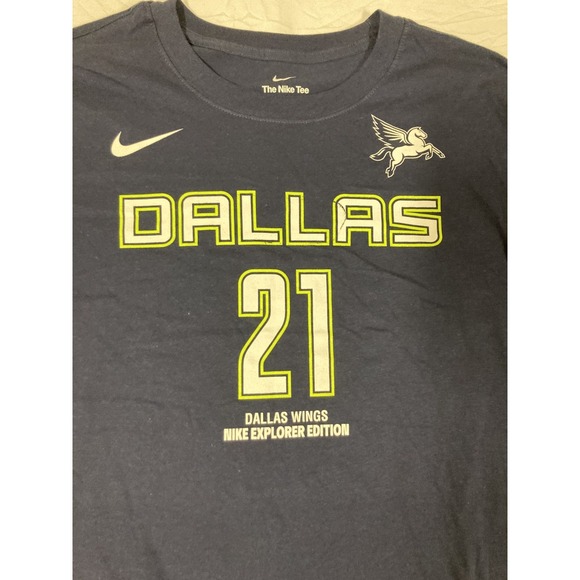 Dallas Wings #21 DiJonai Carrington Nike Explorer Edition T-Shirt Navy Blue - XL - Picture 2 of 10